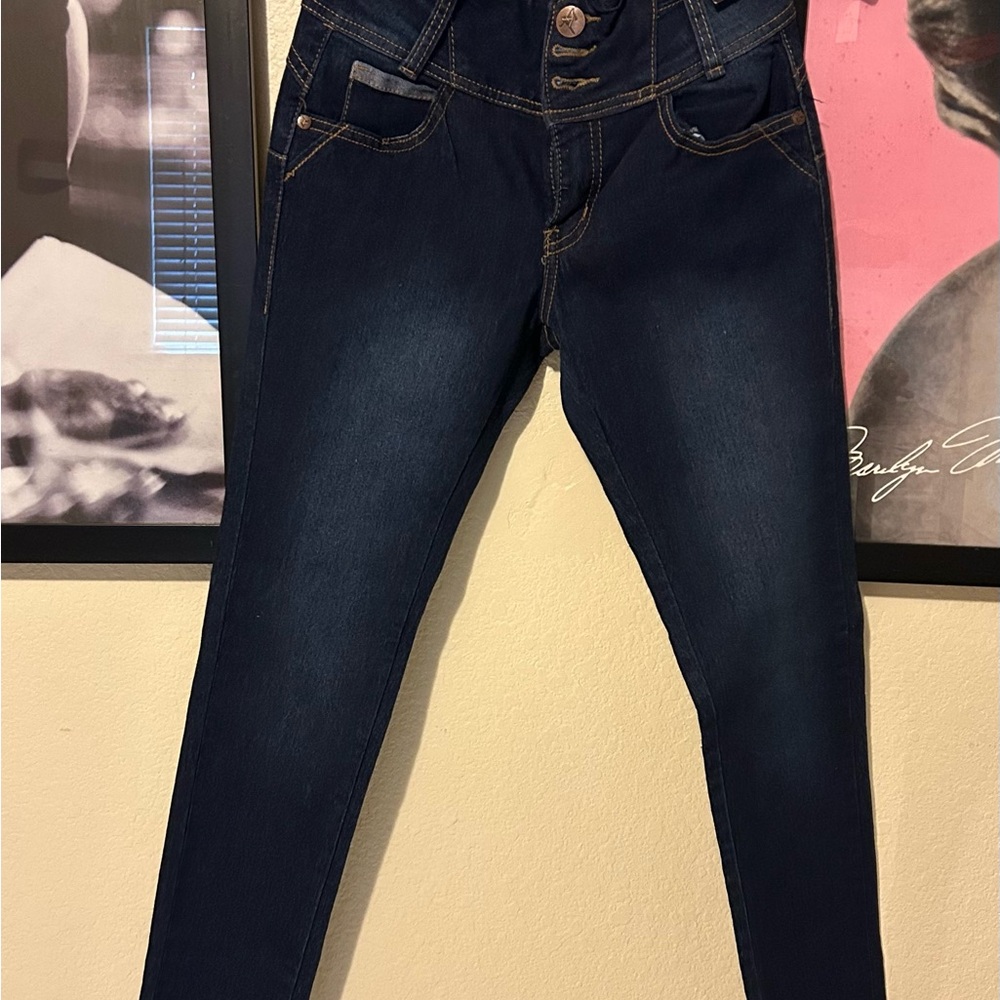 Blue High Rise Stretch Denim Jeans